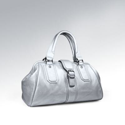 Torino Satchel, Frosted Silver Full-Grain Italian Leather