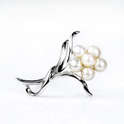 White Pearl Flora brooch/pendant, sterling silver
