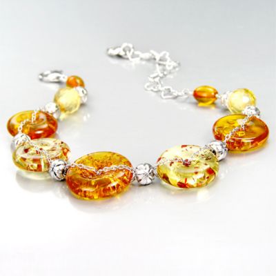 Amber Coin bracelet, sterling silver