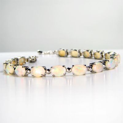 5x7mm Extra Fine Grade Crystal Opal Tennis bracelet, sterling silver