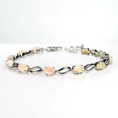 4x6mm Extra Fine Grade Crystal Opal Tennis bracelet, sterling silver