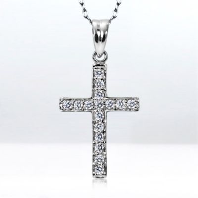 Diamond Cross pendant, 18k white gold