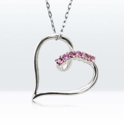 Rhodolite Heart pendant, sterling silver