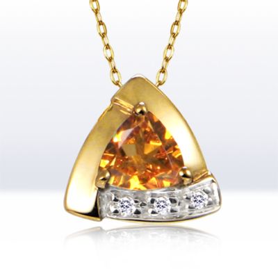 Citrine and Diamond pendant, 14k yellow gold