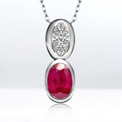 Ruby and Diamond pendant, 10k white gold