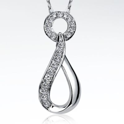 Diamond Spiral Loop and Circle pendant, 18k white gold