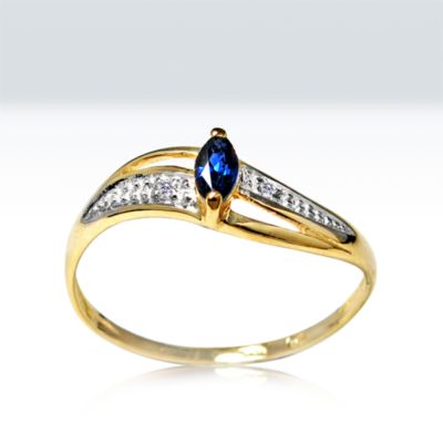 Clearance ~ Blue Sapphire and Diamond ring, 14k yellow gold