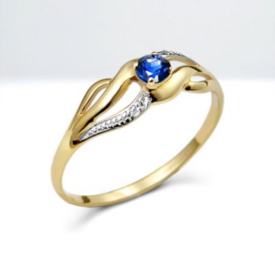 Blue Sapphire and Diamond ring, 14k yellow gold