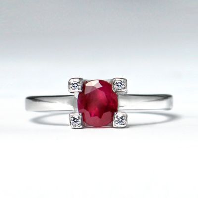 Ruby and Diamond solitaire ring, 10k white gold