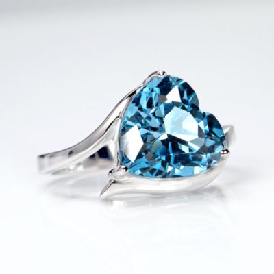 Sky Blue Topaz Heart ring, sterling silver
