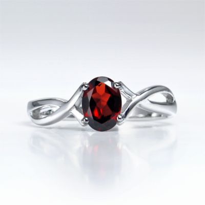 Garnet Twisted ring, sterling silver