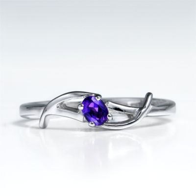 Amethyst Swooping ring, sterling silver