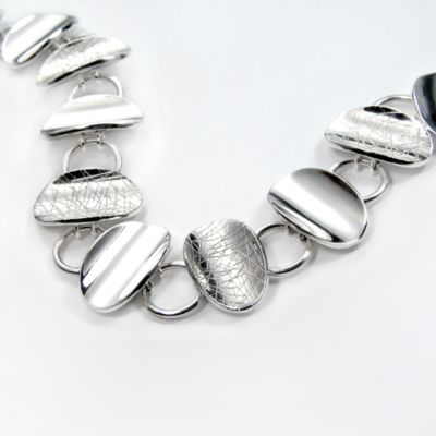 Ice and Polish Oval link bracelet, sterling silver
